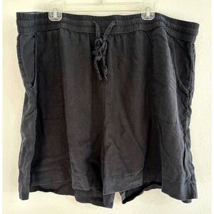 Cynthia Rowley Shorts‎ Womens Size 3XL 5.5" Black Linen Blend Beach Coastal Boho